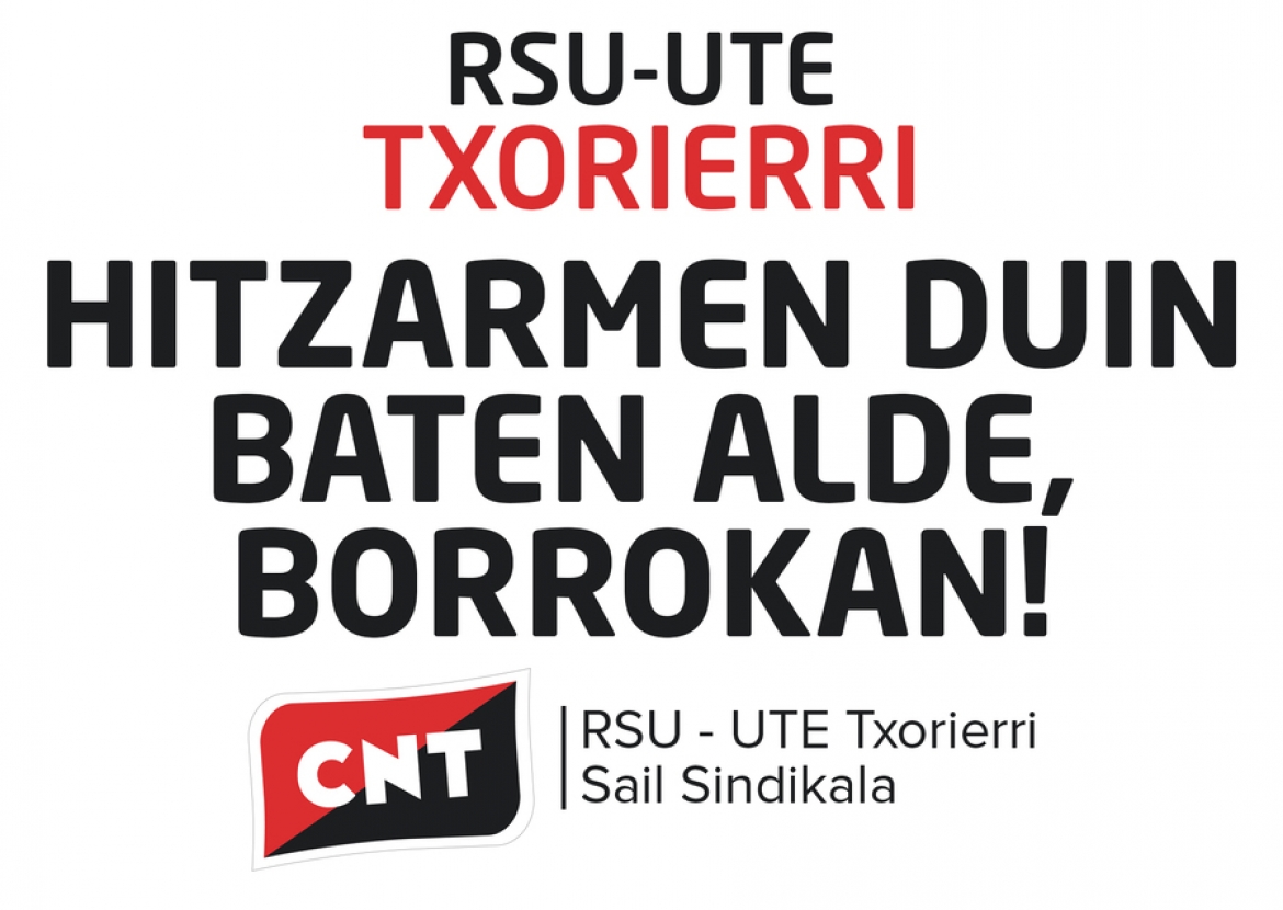 Txorierriko RSU-UTEko kale garbiketako mobilizazioei eta grebari babesa eman dio CNTk