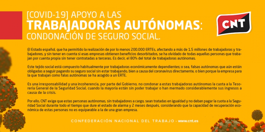 Apoyo a las trabajadoras autónomas: condonación de Seguro Social.