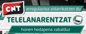 CNTk telelanaren arauketa legal urgentea erreklamatzen du