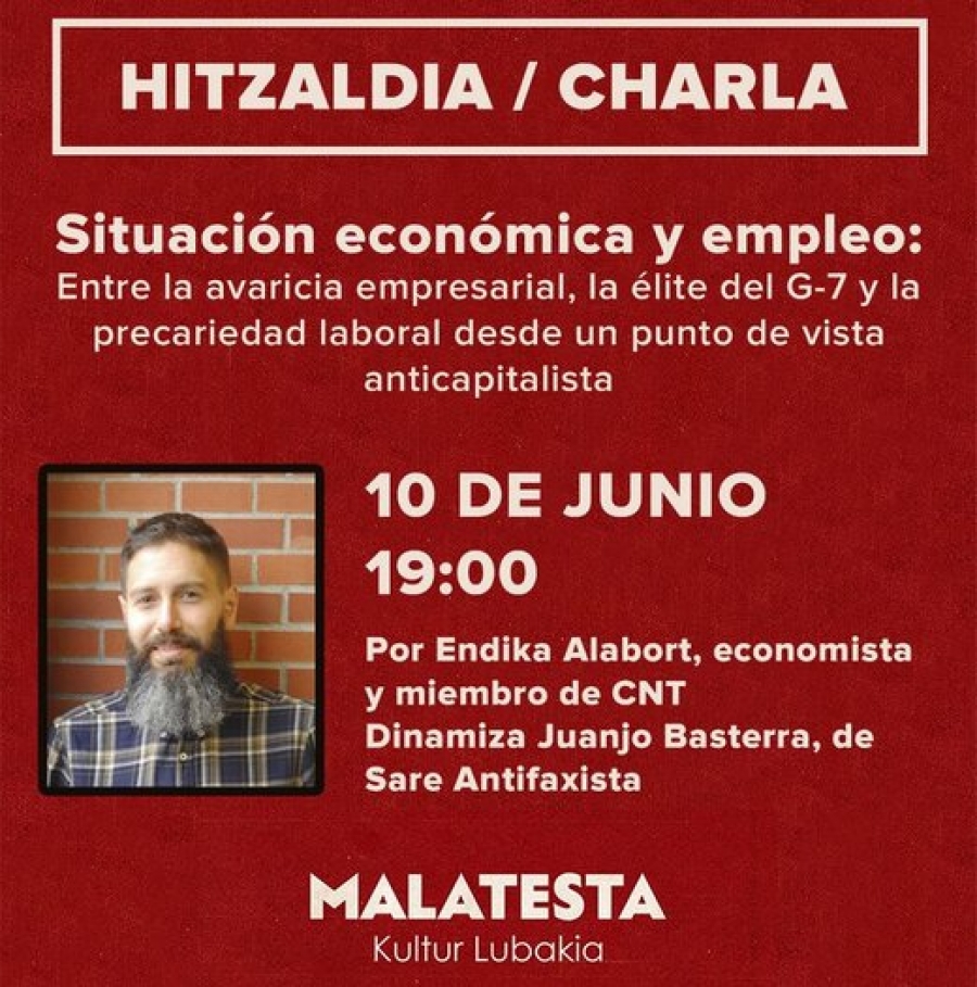 Charla en Malatesta Kultur Lubakia con mirada anticapitalista