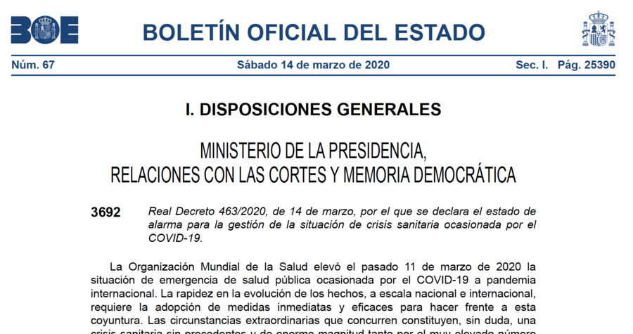 El estado de alarma no anula los derechos laborales